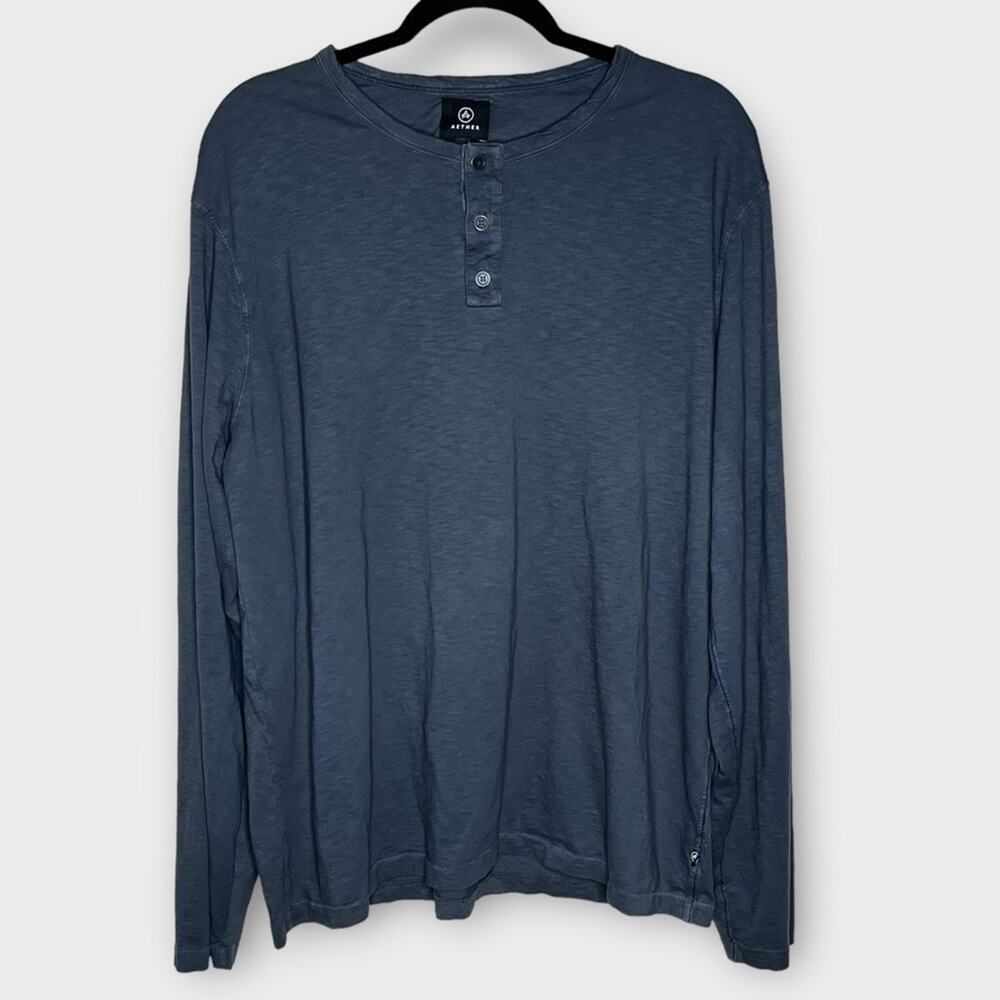 AETHER Apparel Charcoal Long Sleeve Pima Cotton Emery Henley Shirt XXL (Size 5)